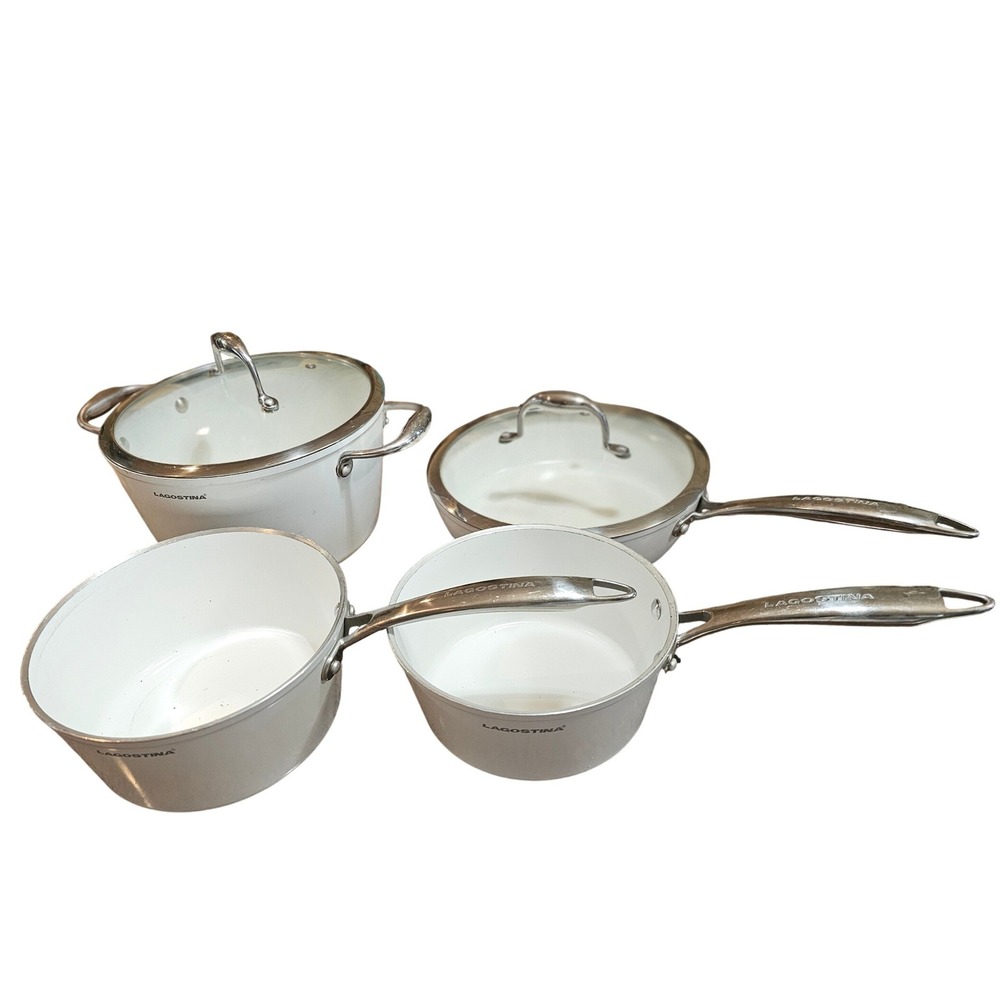 Lagostina Non-Stick Cookware Set 6-Piece White Silver Induction‎ T15B